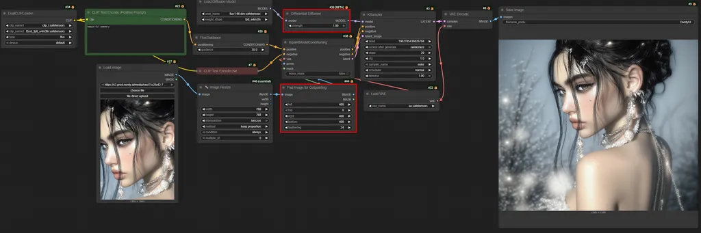 Flux.1 Fill Dev를 사용한 아웃페인팅 ComfyUI 워크플로우