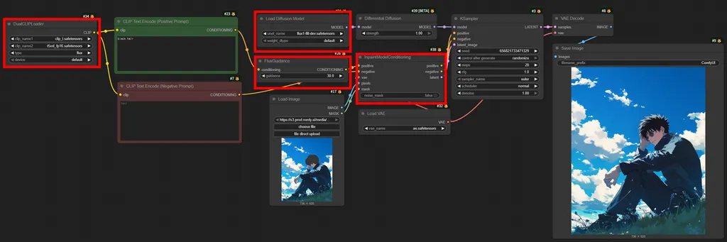 Flux.1 Fill Dev를 사용한 인페인팅 ComfyUI 워크플로우