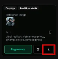완성된 EasyApp 결과물의 다운로드 아이콘